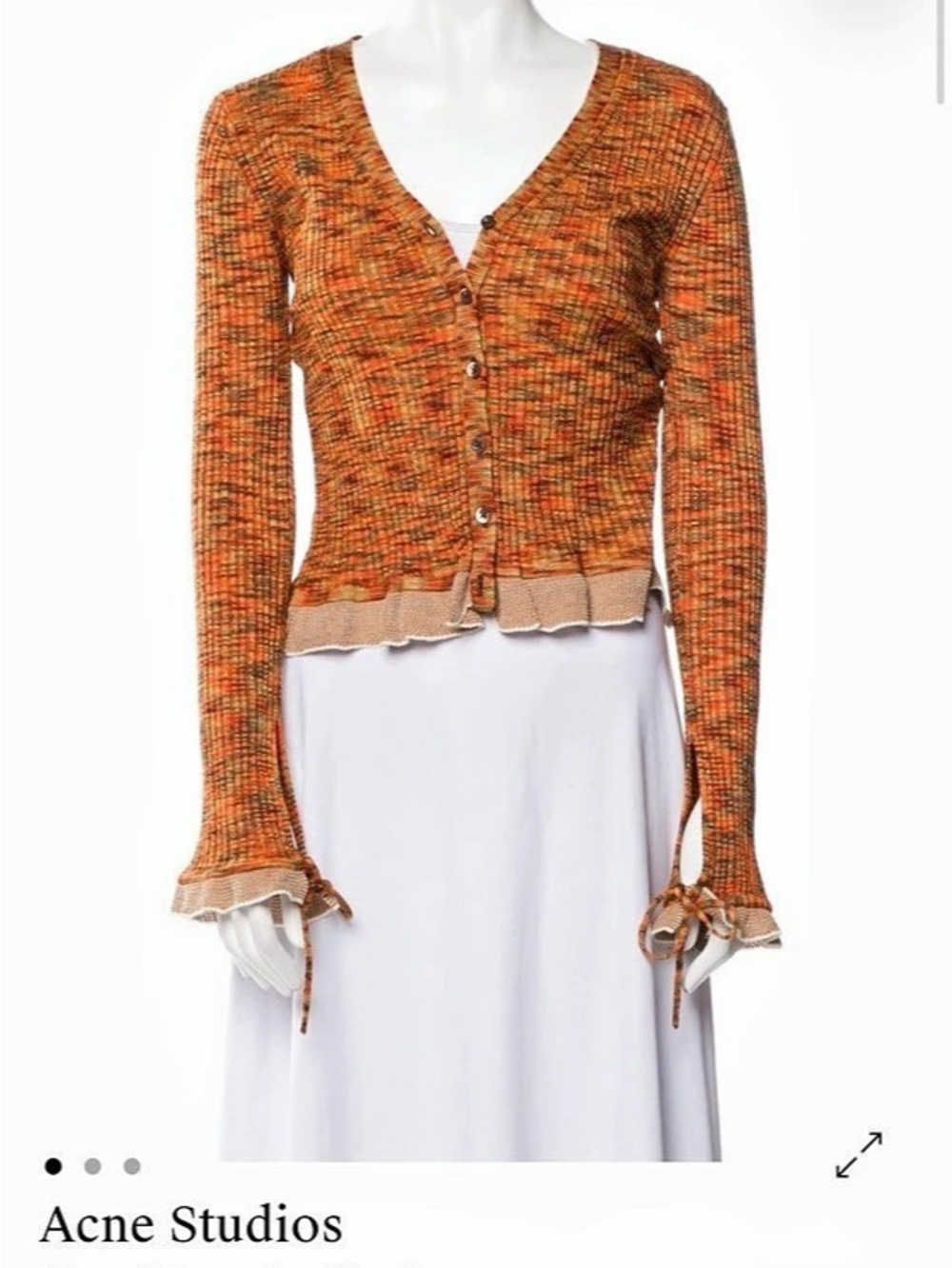 Acne Studios Printed Plunge Neckline Sweater Geometric Sweater in Orange & Black